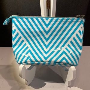 Dabney Lee chevron, teal/white cosmetic bag